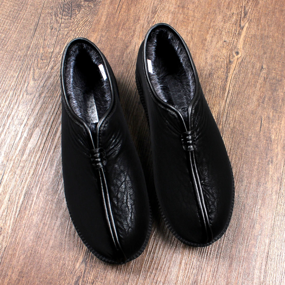 2025新款冬季加绒保暖棉鞋加厚中式老北京布鞋男士一脚蹬舒适休闲