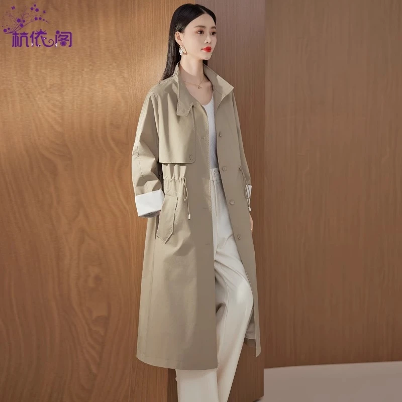 风衣女中长款2025新款春秋高级感小个子韩版气质收腰休闲立领外套