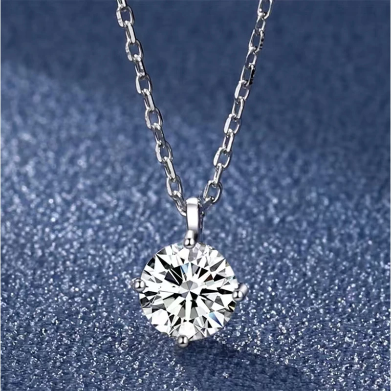 925银莫桑石银制品 【经典四爪吊坠】1克拉   简约 百搭-合成碳硅石