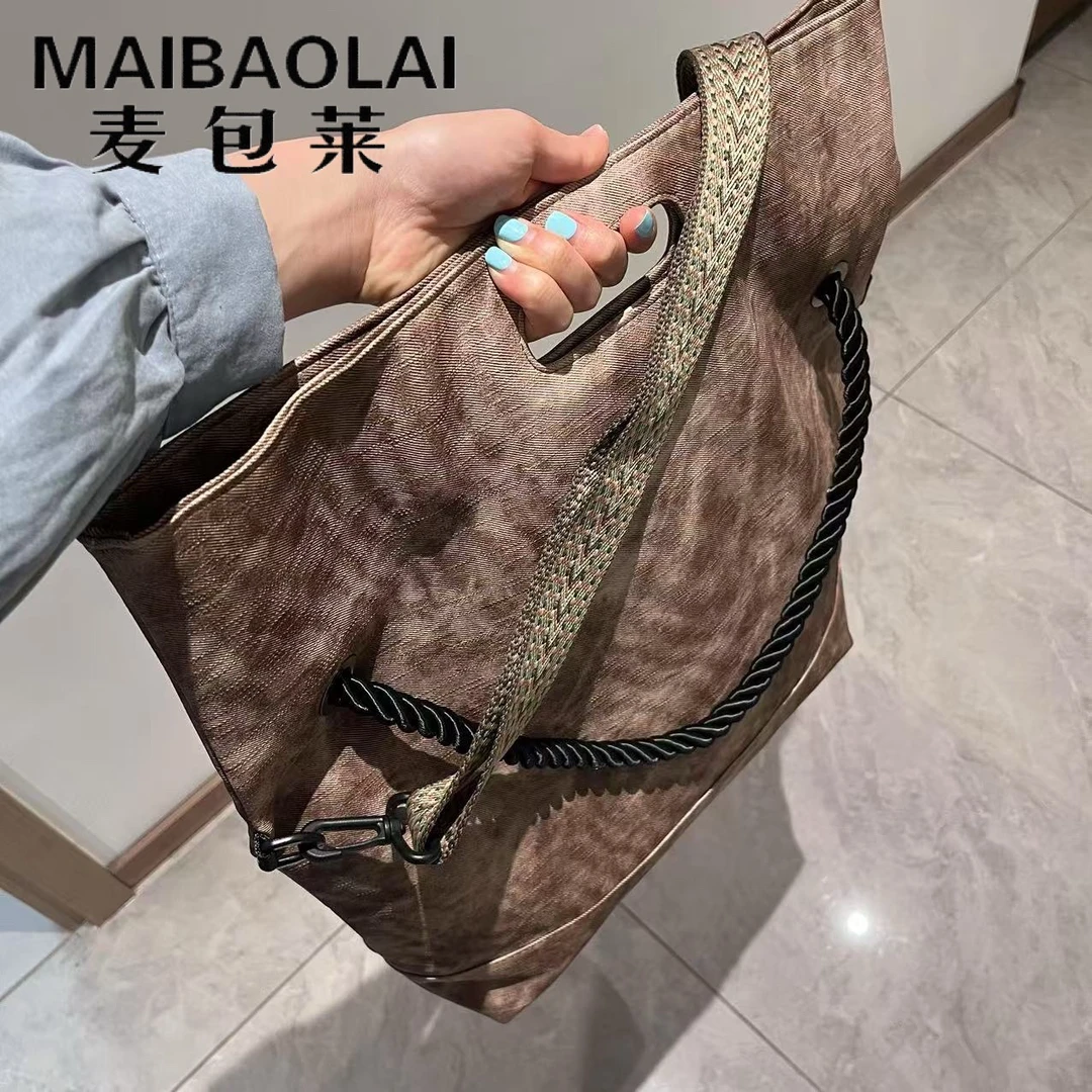 纯色耐脏单肩跨包潮流包中古色休闲腋下专用单肩包手提包男女通用