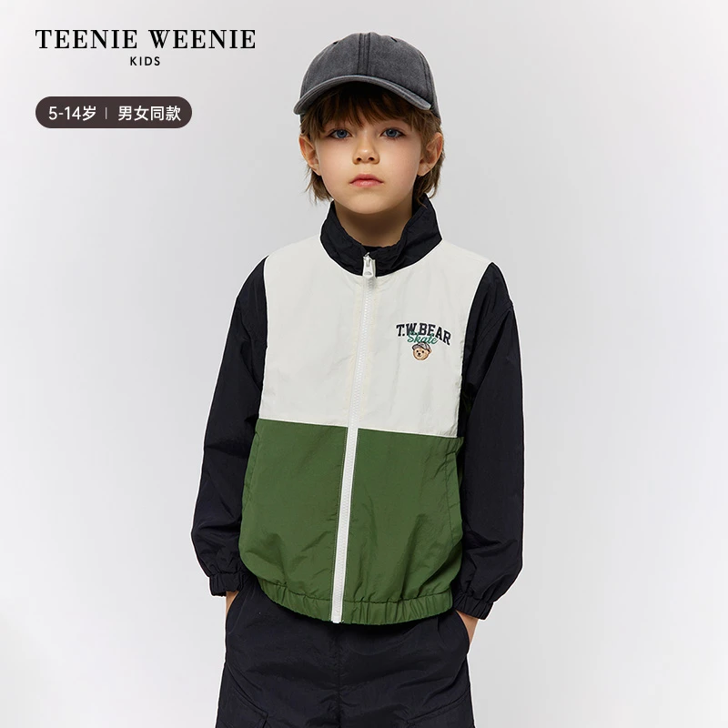 TeenieWeenieKids小熊童装25秋男女童拼接薄夹克外套TKJJ258C78N