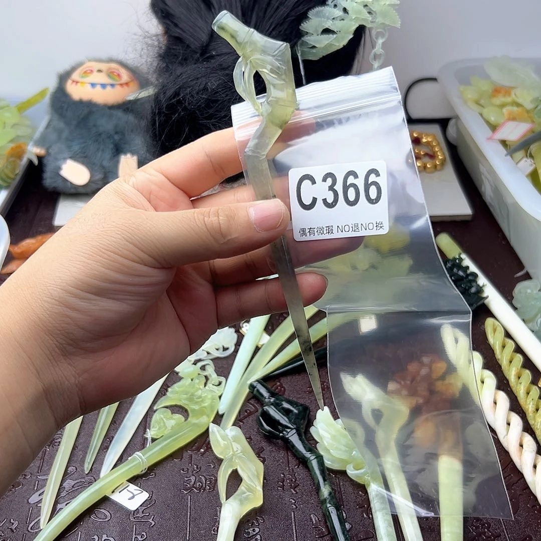 合金蛇纹石玉发饰飞***猪