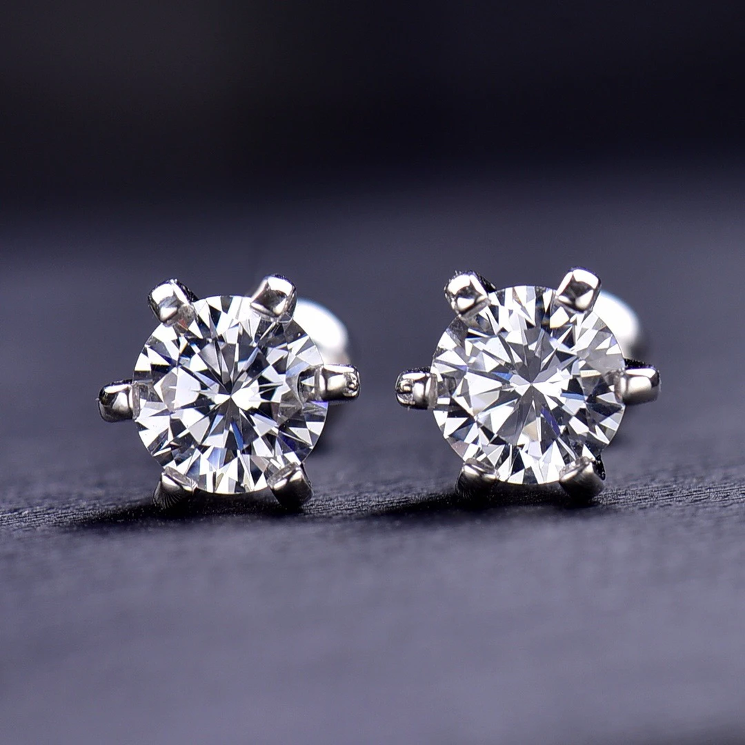 925银莫桑石耳饰 【经典耳钉】0.5-1.0ct