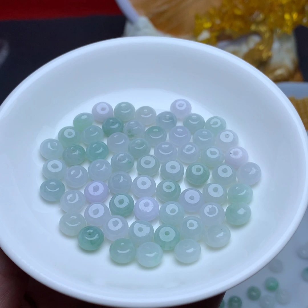 【闪购商品】翡翠手链未镶嵌卡5.1乘7.8冰鼓珠30个