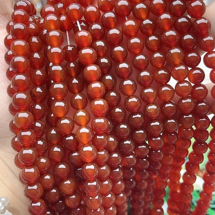 未镶嵌玛瑙/玉髓珠宝半成品一条8mm左右红玛瑙