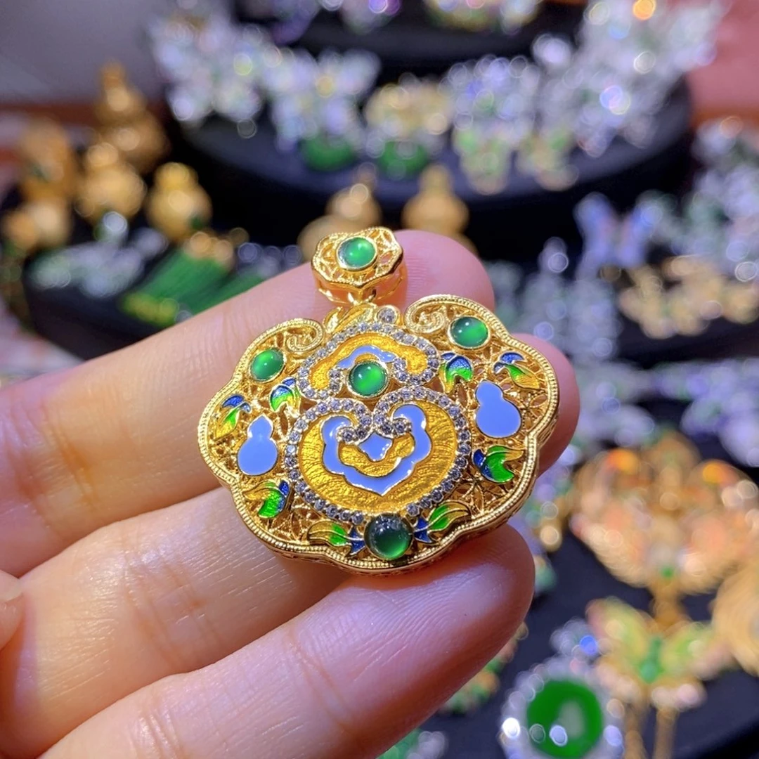 翡翠银S925镶嵌项圈天然翡翠