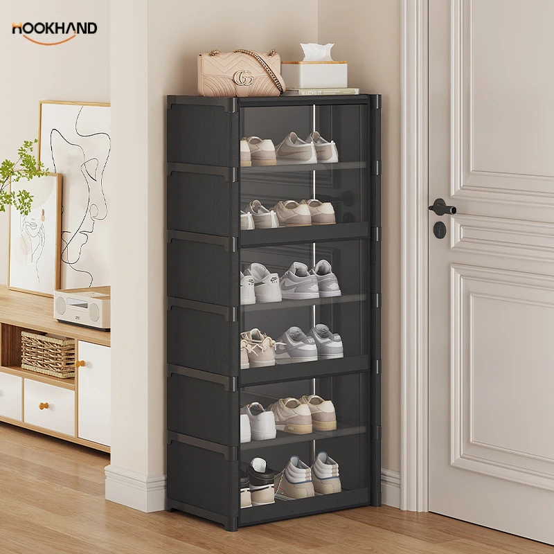鞋柜家用入户门折叠收纳翻盖透明防尘鞋架出租房用宿舍省空间神器