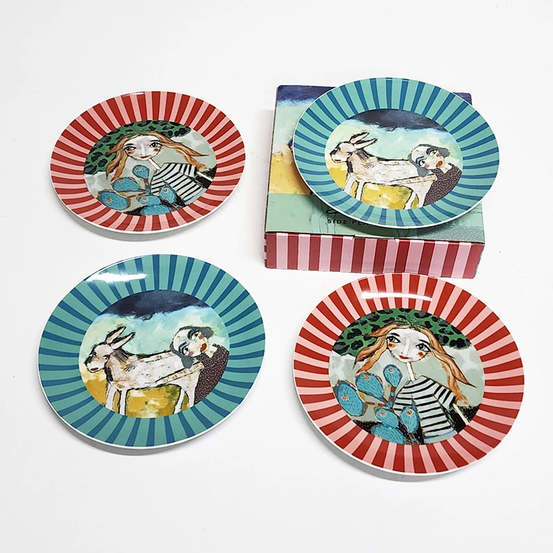 【1盒4盘】摩瑟DP【南非Olivia点心盘4只】HAZC花瓶摆件玻璃