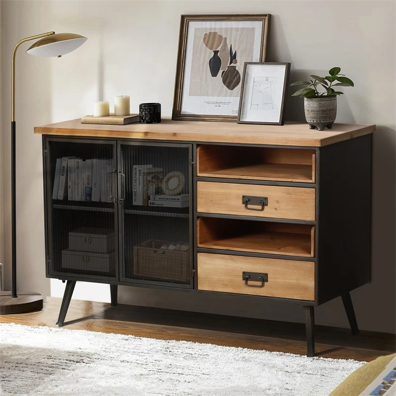 美式工业风铁艺客厅靠墙储物柜loft复古玄关柜子酒店餐厅餐边柜