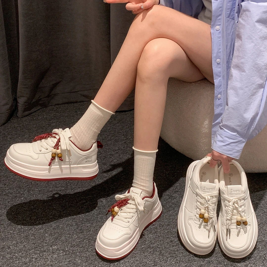 贾不假小白鞋女款2025新款秋季潮流时尚小个子增高厚底舒适休闲鞋