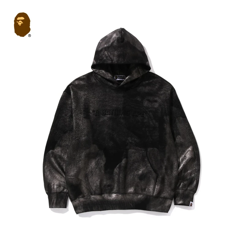 BAPE男装25春夏字母压印涂层感连帽卫衣114318O