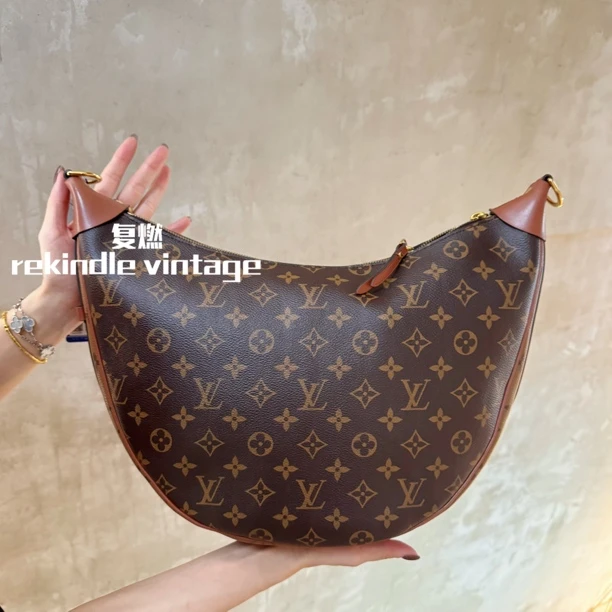 95新 LouisVuitton/路易威登 复燃精选/老花大月亮单肩斜挎包芯片