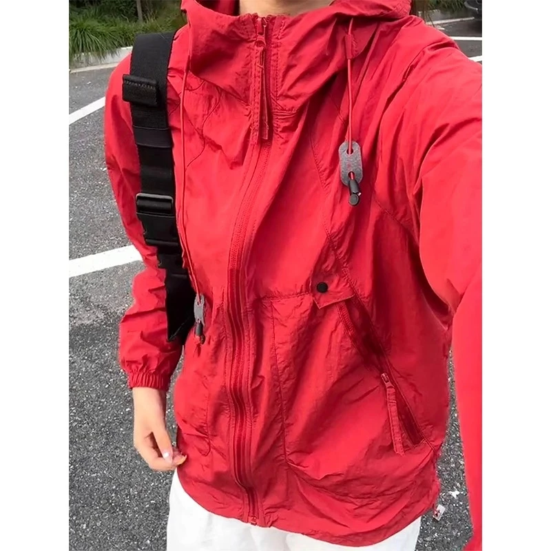 upf50+朱雀红山系连帽防晒衣男款解构冰丝速干钓鱼服户外冲锋外套