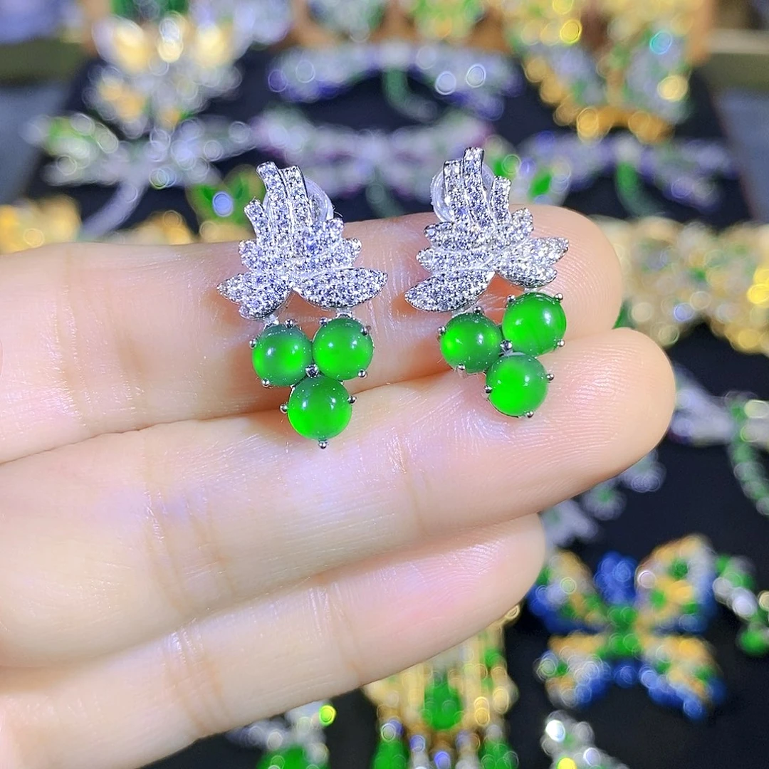 吊坠(不含链)银S925镶嵌翡翠