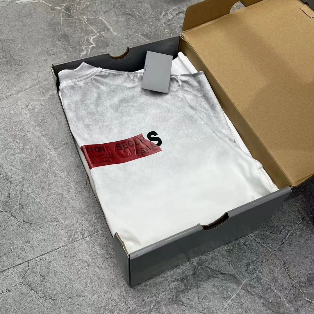 【G-8288】重磅短袖男女巴家胶带字母同款潮牌T恤纯棉做旧款情侣款