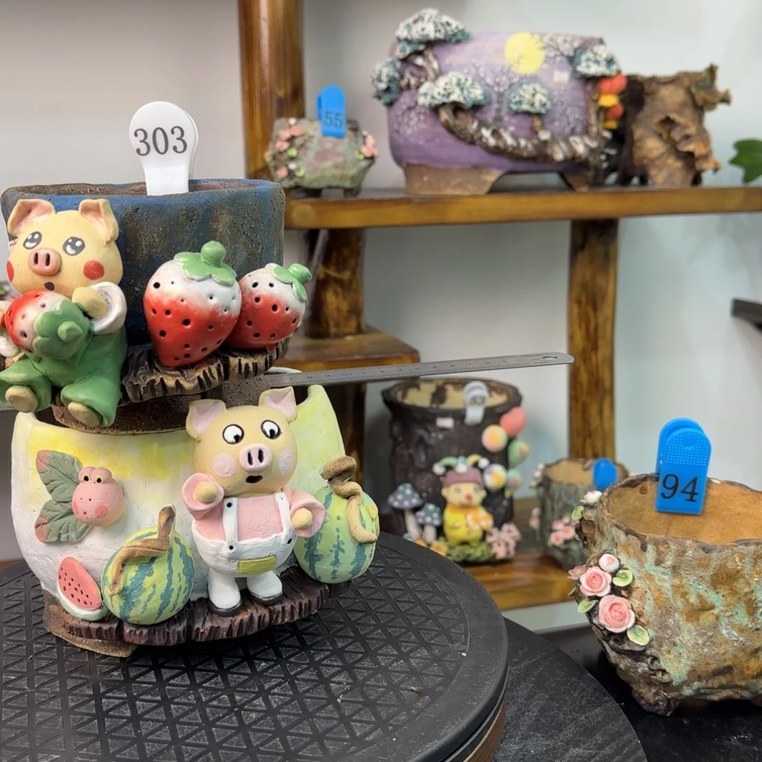 木***子本默花器麦饭石花盆