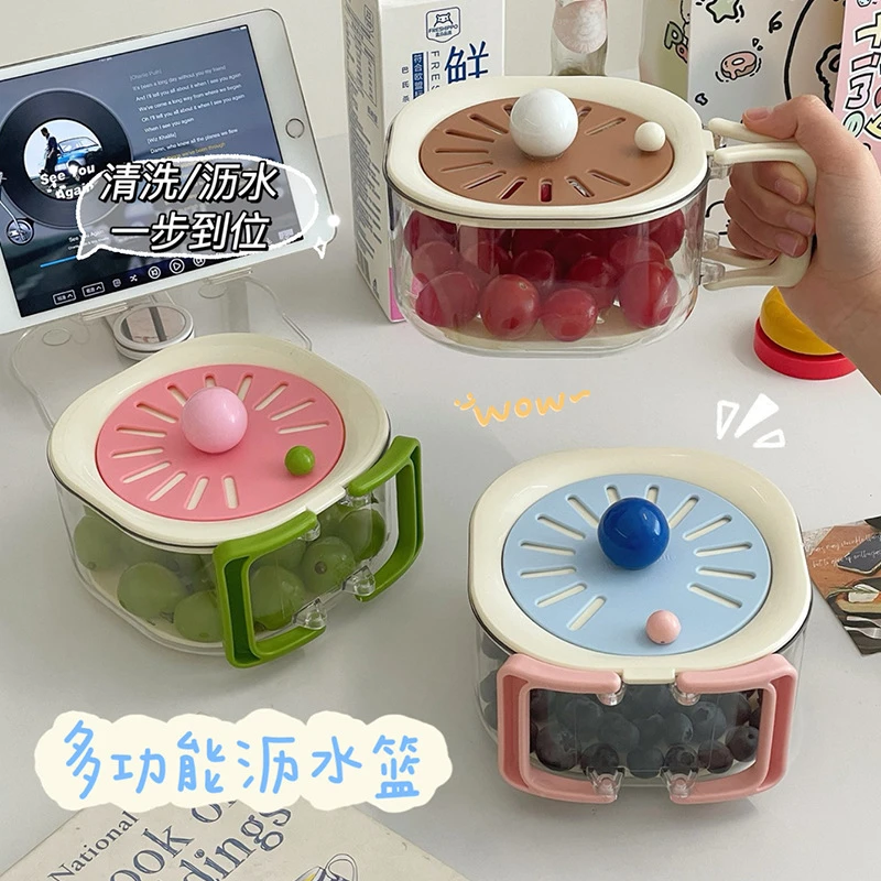 多巴胺沥水多功能双层折叠手柄滤水家用蔬菜水果清洗宿舍好物创意