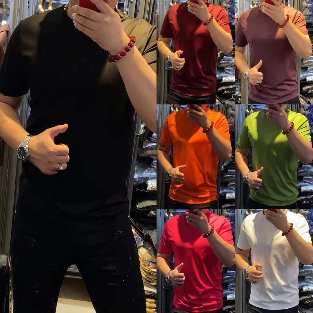 2025夏季新款男士高端时尚纯色短袖T恤7色  6000