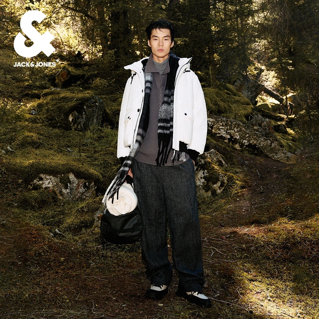 【WOOLRICH联名】杰克琼斯秋冬款男装厚外套男士连帽好羽绒服复古