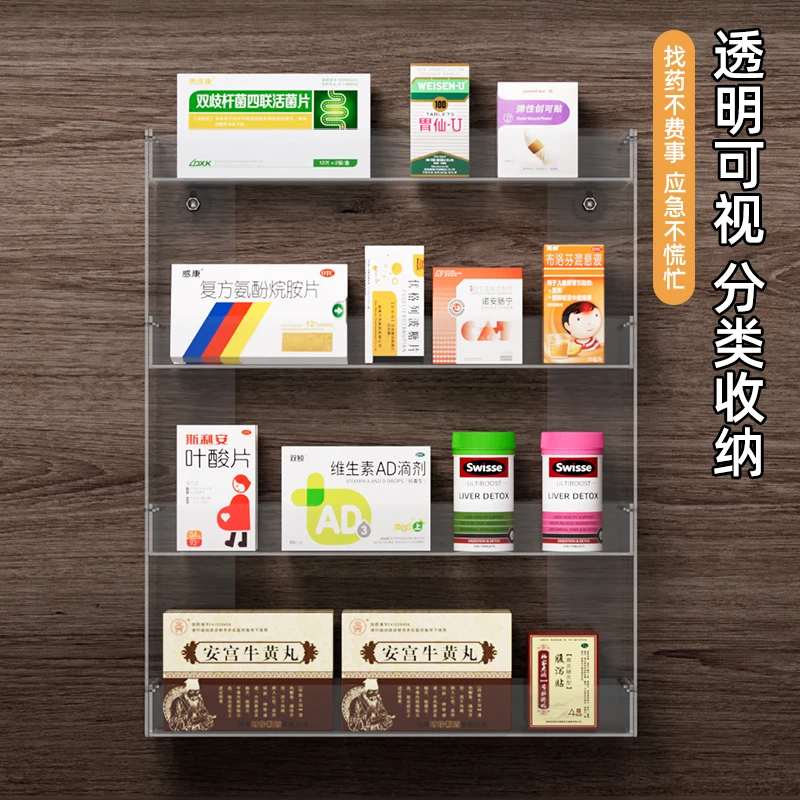 药箱大容量多层PET药品收纳盒医院用品药店透明药物收纳陈列架