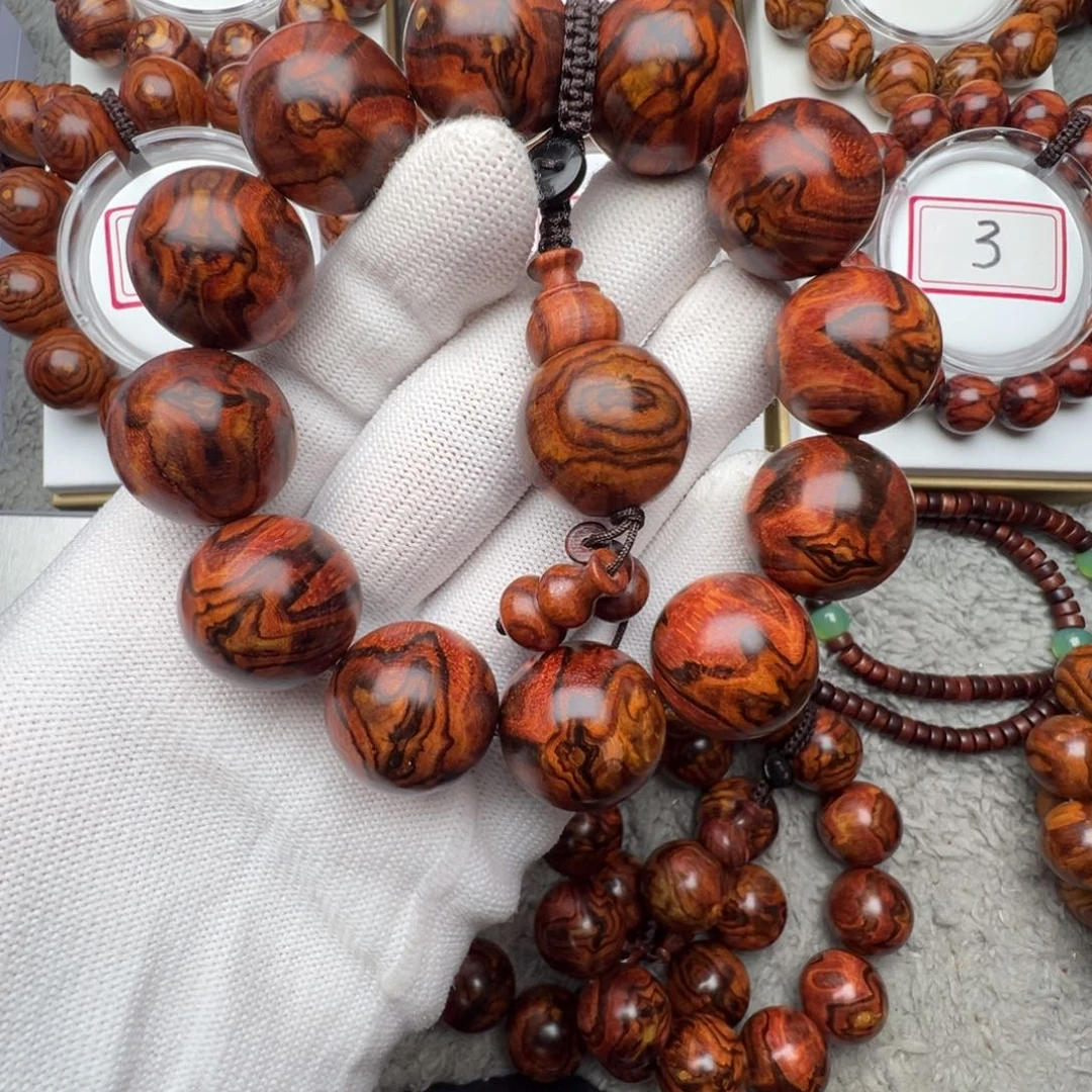 戴***）手串/手链黄花梨/降香黄檀2.0黄花梨紫底花纹手串