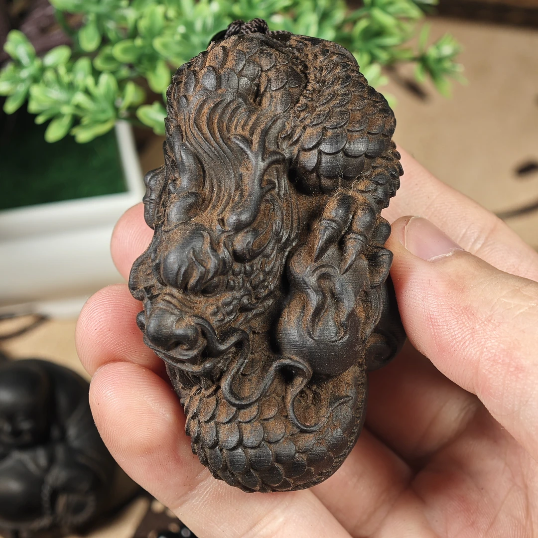 巴布亚贡木雕刻生肖龙工艺品手把件盘龙柱手柄蟠龙客厅家居装饰品