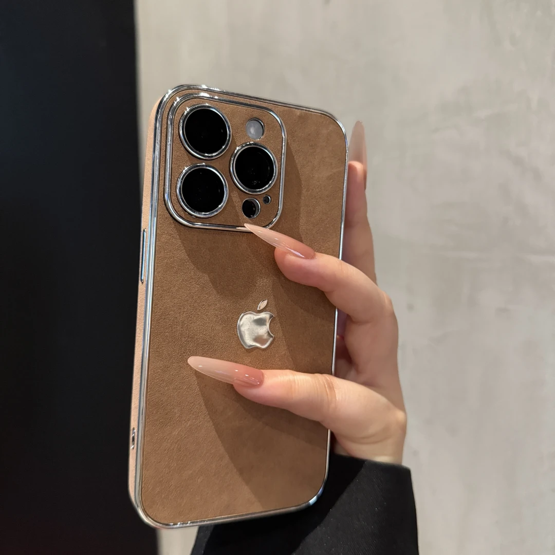 新款高级皮纹适用苹果16promax手机壳简约iPhone15纯色14个性13女