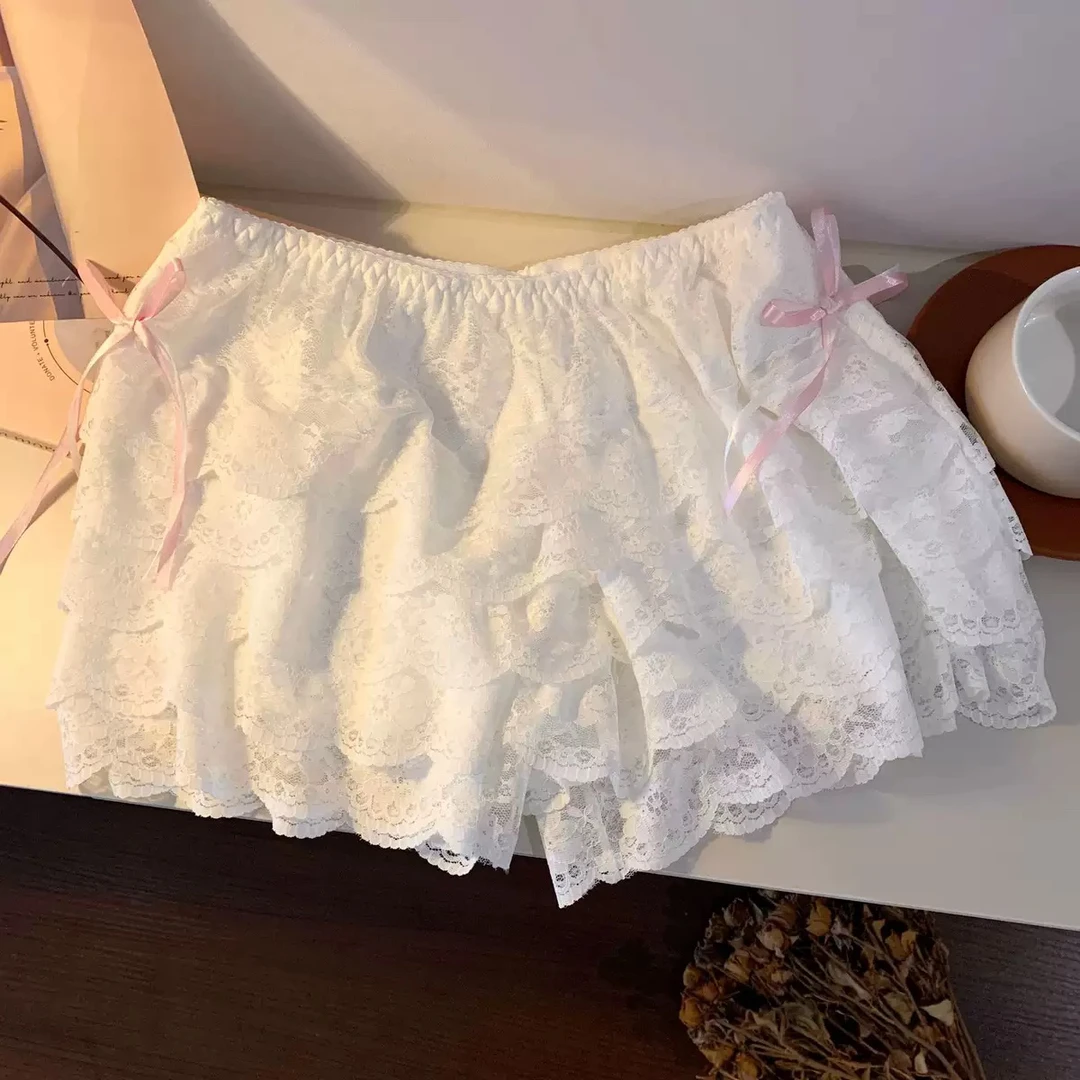 南瓜裤性感蕾丝打底裤女夏季防走光纯欲蛋糕裙中腰安全裤短裤女生