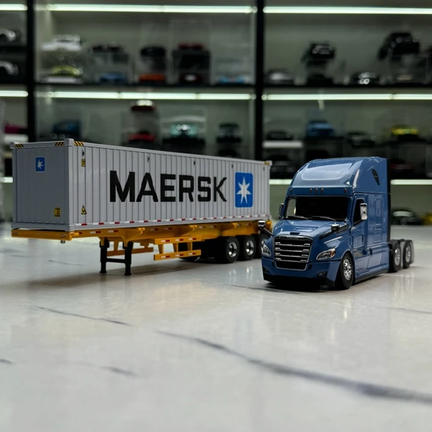 DM 1:50 Maersk 马士基40'冷藏集装箱CASCADIA骨架拖车模型 71069