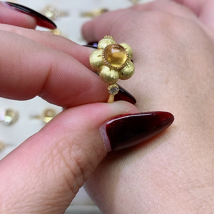 水晶戒指银S925镶嵌阿*