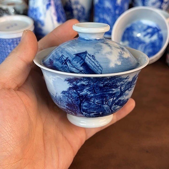鸱***皮瓷片景德镇全手工手绘陶瓷