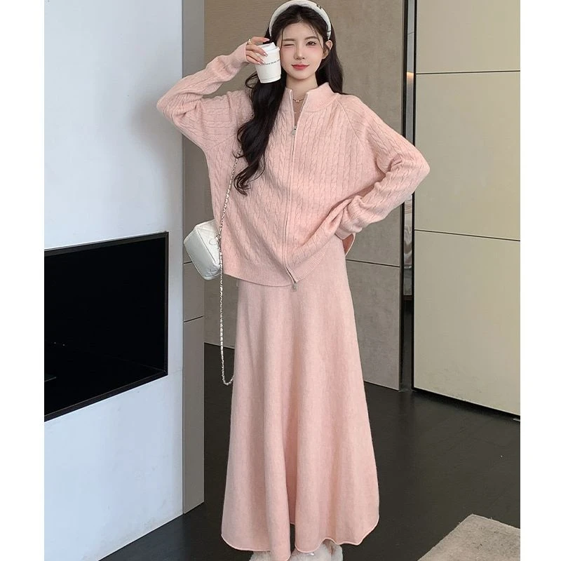 胖颖专属秋季新款软糯简约遮肉宽松套装3803