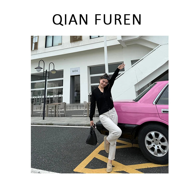 【战马开衫】v领外套轻薄款新款格纹标签宝莉羊毛开衫