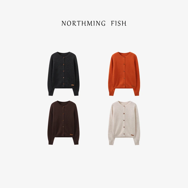 NorthMing fish 「清晨日暮」 100羊毛 简约圆领单排扣保暖毛衫