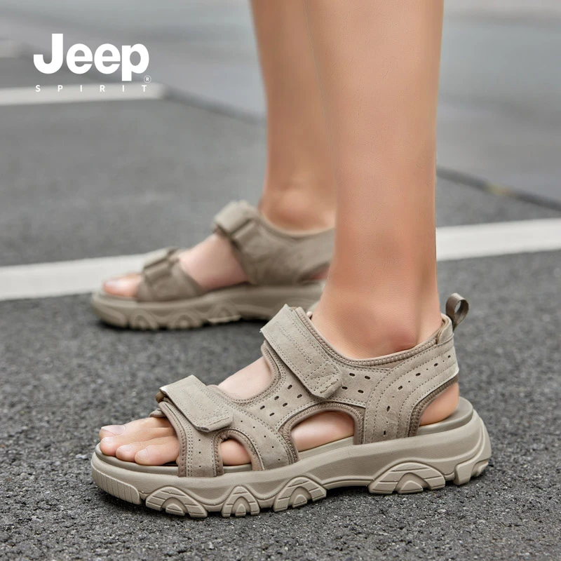 Jeepspirit吉普男鞋2025夏季透气沙滩鞋运动外穿凉鞋轻便休闲鞋