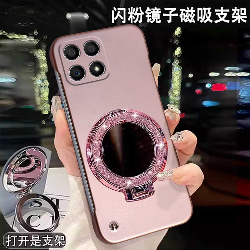 适用荣耀X30i手机壳镜头全包超薄新款磁吸散热电镀奢华支架保护套