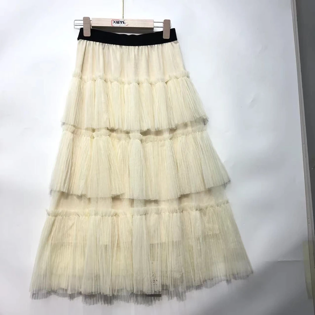 G9062【春夏新款】时尚白色网纱蛋糕半身裙