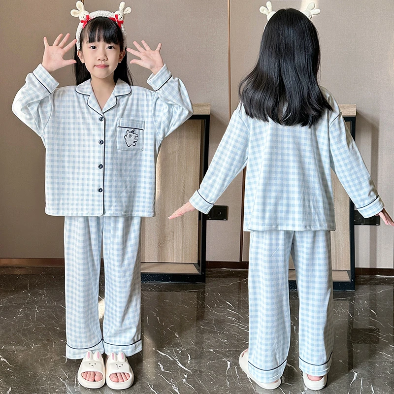 儿童睡衣新款女童秋冬季德绒长袖套装中大童女孩公主风洋气家居服