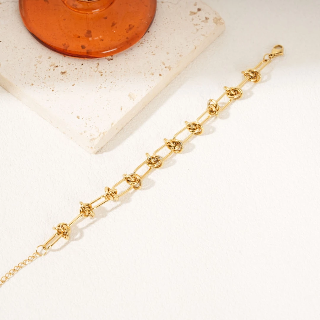 ae 钛钢手链 简约素款设计师个性黄色坠链链条百搭轻奢（B0023）