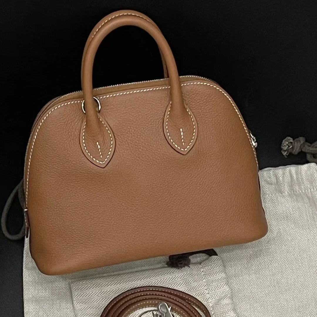 99新 Hermes/爱马仕 蔚蓝中古/mini Bolide金棕银扣 保龄球  b刻