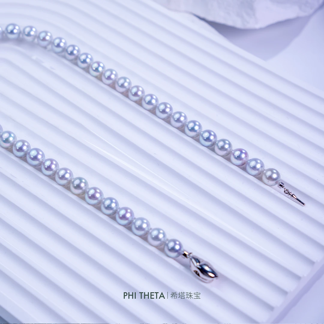 【憨姐上新】海水AKoya珍珠蓝色真多麻S925银项链7-8mm