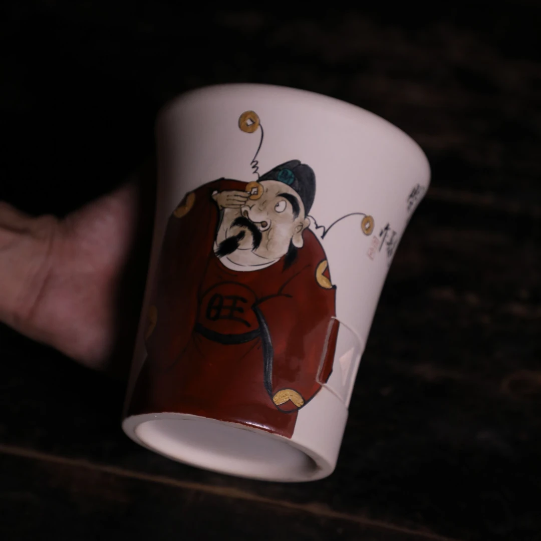 手绘钟馗财神爷小安炉白泥炭炉鸡蛋黄小火炉功夫茶炉炭炉