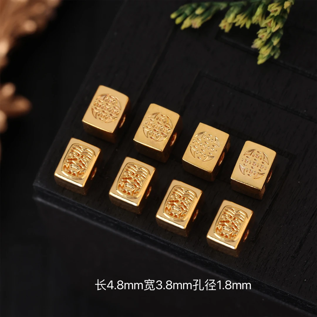 【来福工厂】18k金精工扎基拉姆钱多多招米方形隔珠文玩珠串配饰