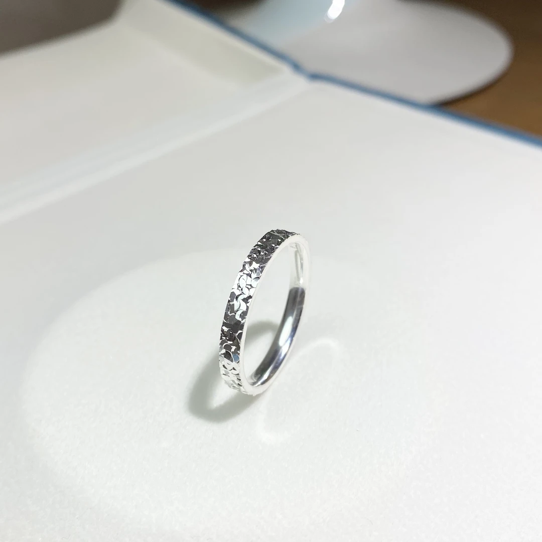 足银戒指 碎碎冰戒指闭口戒指 足银999.9爆闪爆亮轻奢简约时尚
