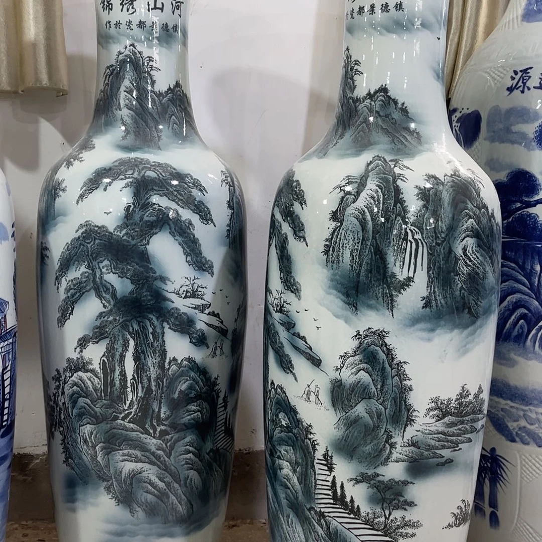陶景德镇落地大花瓶高度1.2左右一个