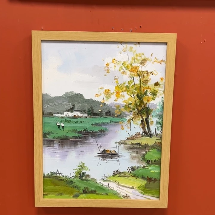 手工手绘精品油画33+43厘米带框