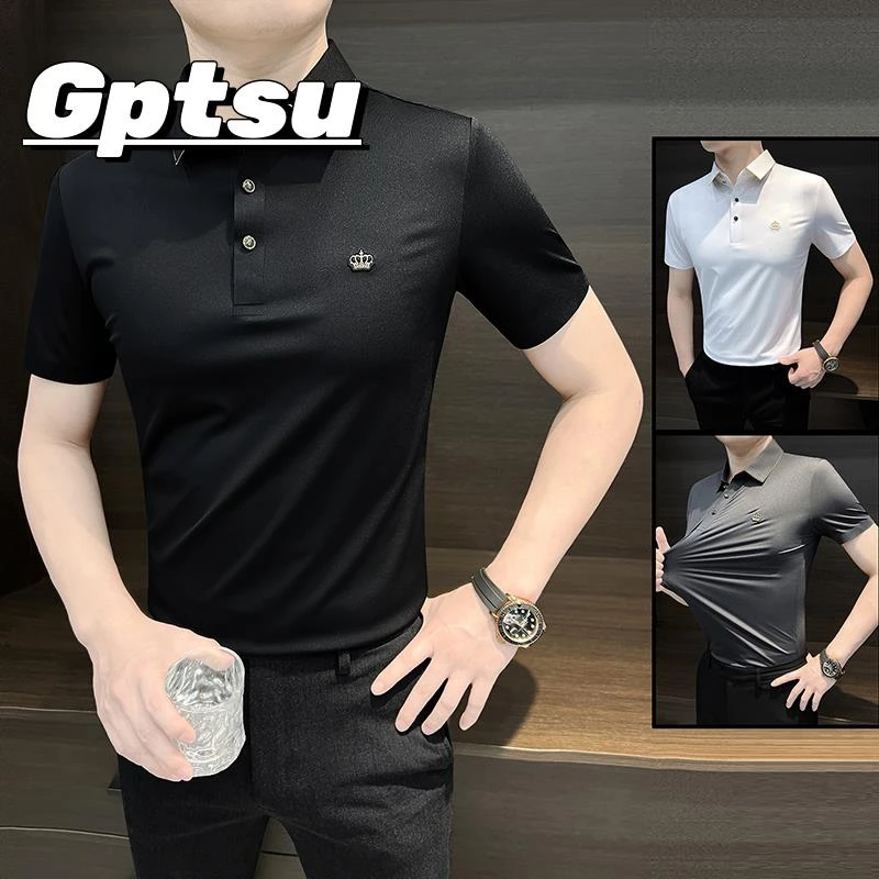 GPTSu男士polo衫短袖夏季冰丝高端2025新款衣服痞帅高级感半袖t恤