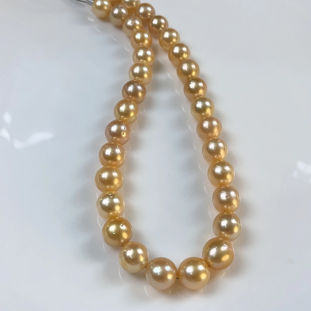 银S925镶嵌海水珍珠颈饰金珠12-13