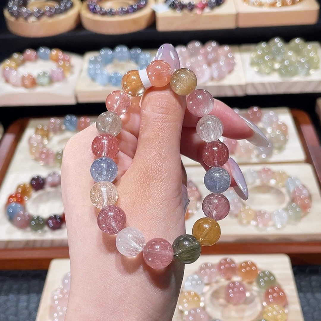 手链水晶未镶嵌兔毛手链，晶体通透10+