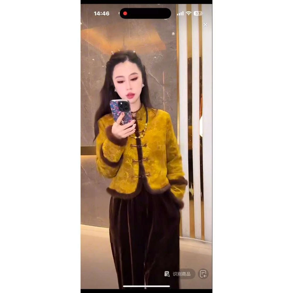 新中式国风拼接毛毛唐装上衣棉服女2025秋冬新洋气显瘦高级感外套